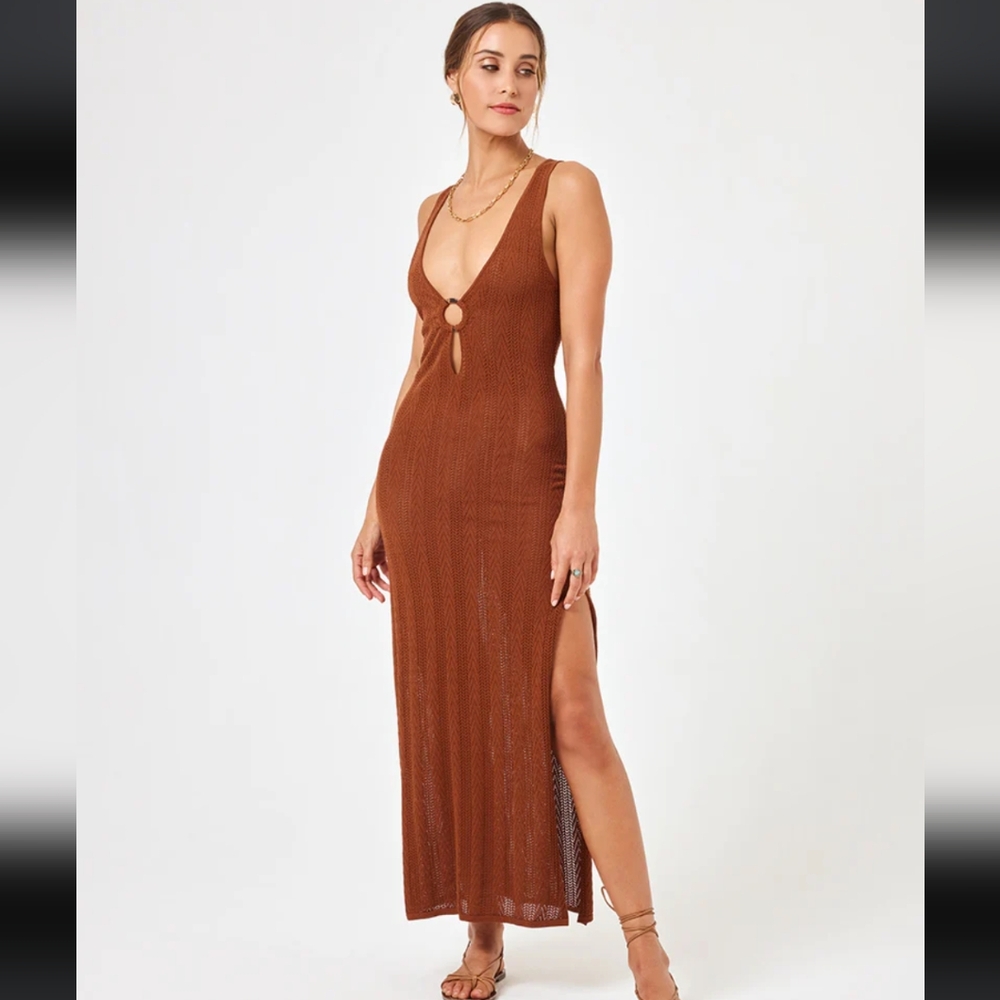L Space Tricia Coverup Dress Coffee Brown